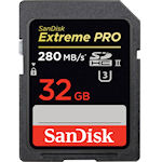 32GB Extreme PRO SDHC, UHS-II, 280 MB/s Memory Card